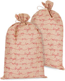 BRUBAKER Christmas Sack Love Peace Joy - 31.5 Inches Holiday Gift Bag - Santa Sack - Large Jute Sack in Brown & Red