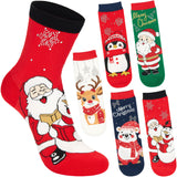 BRUBAKER 5 Pairs of Socks for Women – Penguin, Santa Claus & Snowman – Colorful Funny Christmas Footwear – Size 1-5 US