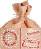 BRUBAKER Large Christmas Sack - Santa Express Stamps Gift Bag - 31.5 Inches Holiday Sack - Merry Christmas Design