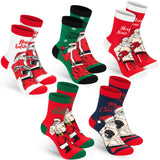 BRUBAKER 5 Pairs of Christmas Socks - Funny Men's Footwear for Holiday Season - Funny Colorful Sock Set - Cotton - 8-12