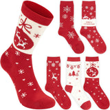 BRUBAKER 5 Pairs of Christmas Socks with Norwegian Pattern - Cotton - Red & White - Gift Set for Women & Girls