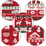 BRUBAKER 5 Pairs of Christmas Socks with Norwegian Pattern - Cotton - Red & White - Gift Set for Women & Girls