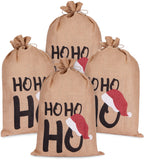 BRUBAKER Christmas Sack Ho Ho Ho - 31.5 Inches Holiday Gift Bag with Drawstring for Gifts - Large Jute Sack
