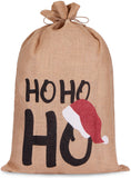 BRUBAKER Christmas Sack Ho Ho Ho - 31.5 Inches Holiday Gift Bag with Drawstring for Gifts - Large Jute Sack