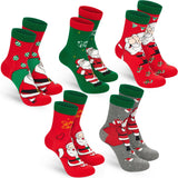 BRUBAKER 5 Pairs of Christmas Socks - Cool Santa - Funny Colorful Footwear for Men - Sock Set - Santa Claus Cotton - 8-1