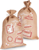 BRUBAKER Large Christmas Sack - Santa Express Stamps Gift Bag - 31.5 Inches Holiday Sack - Merry Christmas Design