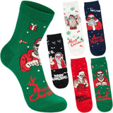BRUBAKER 5 Pairs of Christmas Socks - Funny Men's Footwear for Holiday Season - Funny Colorful Sock Set - Cotton - 8-12