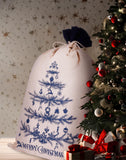 BRUBAKER Christmas Sack Blue Tree - 31.5 Inches Holiday Gift Bag - Cotton Santa Sack - Decorated Christmas Tree Design