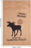 BRUBAKER Christmas Sack Special Delivery from the North Pole - 31.5 Inch Holiday Gift Bag - Jute Moose & Reindeer Design