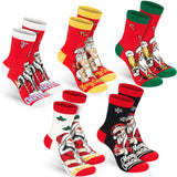 BRUBAKER 5 Pairs of Christmas Socks - Funny Men's Footwear for Holiday Season - Funny Colorful Sock Set - Cotton - 8-12