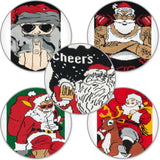 BRUBAKER 5 Pairs of Christmas Socks - Cool Santa - Funny Colorful Footwear for Men - Sock Set - Santa Claus Cotton - 8-1