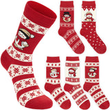 BRUBAKER Christmas Socks - 5 Pairs of Cotton Footwear - Women's Set with Norwegian Pattern - Gift - Red & White - 6-10 US