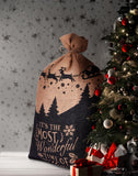 BRUBAKER Christmas Sack Most Wonderful Time of the Year - 31.5 Inches Holiday Gift Bag - Santa Sack - Santa Design