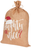 BRUBAKER Christmas Sack Naughty or Nice - 31.5 Inches Holiday Gift Bag - Santa Sack Made of Jute with Drawstring
