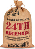 BRUBAKER Christmas Sack 'Do Not Open Until 24th December' - 31.5 Inches Holiday Gift Bag - Santa Sack Made of Jute