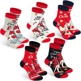 BRUBAKER 5 Pairs of Christmas Socks - Funny Men's Footwear for Holiday Season - Funny Colorful Sock Set - Cotton - 8-12