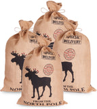 BRUBAKER Christmas Sack Special Delivery from the North Pole - 31.5 Inch Holiday Gift Bag - Jute Moose & Reindeer Design