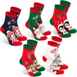 BRUBAKER 5 Pairs of Socks for Women – Penguin, Santa Claus & Snowman – Colorful Funny Christmas Footwear – Size 1-5 US