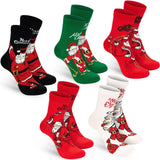 BRUBAKER 5 Pairs of Christmas Socks - Cool Santa - Funny Colorful Footwear for Men - Sock Set - Santa Claus Cotton - 8-1