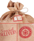 BRUBAKER Christmas Sack Special Delivery - Santa with Sleigh - 31.5 Inches Holiday Gift Bag - Santa Sack - Jute Sack
