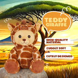 BRUBIES Teddy Giraffe - 10 Inch Teddy Bear in Giraffe Costume with Hood - Cuddly Toy for Cosy Adventures - Stuffed Animal for Children