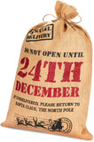 BRUBAKER Christmas Sack 'Do Not Open Until 24th December' - 31.5 Inches Holiday Gift Bag - Santa Sack Made of Jute