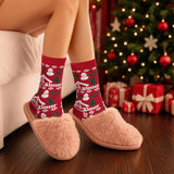 BRUBAKER 5 Pairs of Christmas Socks with Norwegian Pattern - Cotton - Red & White - Gift Set for Women & Girls