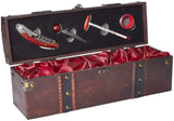 BRUBAKER 5 Pcs Bar Accessory Kit in Wooden Wine Box - 4 Wine Serving Tools in Stainless Steel - Incl. Waiter Knife + Spo