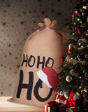 BRUBAKER Christmas Sack Ho Ho Ho - 31.5 Inches Holiday Gift Bag with Drawstring for Gifts - Large Jute Sack