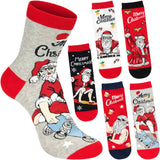 BRUBAKER 5 Pairs of Christmas Socks - Funny Men's Footwear for Holiday Season - Funny Colorful Sock Set - Cotton - 8-12
