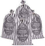 BRUBAKER Christmas Sack Special Delivery from the North Pole - White Gray Holiday Gift Bag - Cotton Sack with Post Desig