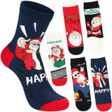 BRUBAKER 5 Pairs of Christmas Socks - Cool Santa - Funny Colorful Footwear for Men - Sock Set - Santa Claus Cotton - 8-1