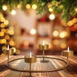 BRUBAKER Advent Wreath - Candle Holder for 4 Pcs Tealights - 10.4 inches Advent Wreath Tealight Holder with Ring Design - Metal Decoration for Christmas Festival, Home Party and Church Decor - Gold