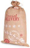 BRUBAKER Christmas Sack Special Delivery - Santa with Sleigh - 31.5 Inches Holiday Gift Bag - Santa Sack - Jute Sack