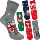 BRUBAKER 5 Pairs of Christmas Socks - Cool Santa - Funny Colorful Footwear for Men - Sock Set - Santa Claus Cotton - 8-1