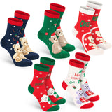 BRUBAKER 5 Pairs of Socks for Women - Merry Christmas - Funny Socks for Christmas and Holiday Season - Colorful Set Gift