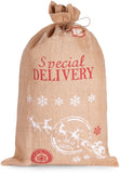 BRUBAKER Christmas Sack Special Delivery - Santa with Sleigh - 31.5 Inches Holiday Gift Bag - Santa Sack - Jute Sack