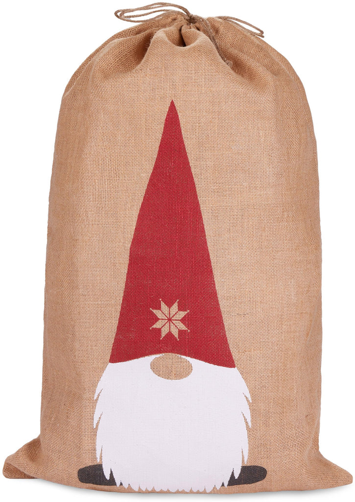 BRUBAKER Christmas Sack Gnome - 31.5 Inches Holiday Gift Bag - Santa Gnome Sack - Gnome with Beard and Big Nose Design