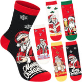 BRUBAKER 5 Pairs of Christmas Socks - Funny Men's Footwear for Holiday Season - Funny Colorful Sock Set - Cotton - 8-12