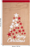 BRUBAKER Christmas Sack Stars White & Red - Merry Christmas Holiday Gift Bag - Santa Sack - Jute Sack