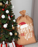 BRUBAKER Christmas Sack Naughty or Nice - 31.5 Inches Holiday Gift Bag - Santa Sack Made of Jute with Drawstring
