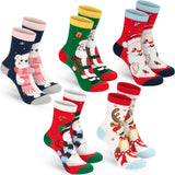 BRUBAKER 5 Pairs of Socks for Women - Merry Christmas - Funny Socks for Christmas and Holiday Season - Colorful Set Gift