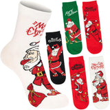 BRUBAKER 5 Pairs of Christmas Socks - Cool Santa - Funny Colorful Footwear for Men - Sock Set - Santa Claus Cotton - 8-1