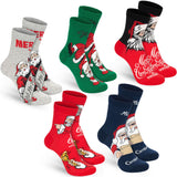 BRUBAKER 5 Pairs of Christmas Socks - Cool Santa - Funny Colorful Footwear for Men - Sock Set - Santa Claus Cotton - 8-1