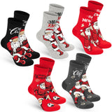 BRUBAKER 5 Pairs of Christmas Socks - Funny Men's Footwear for Holiday Season - Funny Colorful Sock Set - Cotton - 8-12
