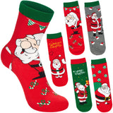 BRUBAKER 5 Pairs of Christmas Socks - Cool Santa - Funny Colorful Footwear for Men - Sock Set - Santa Claus Cotton - 8-1