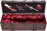 BRUBAKER 5 Pcs Bar Accessory Kit in Wooden Wine Box - 4 Wine Serving Tools in Stainless Steel - Incl. Waiter Knife + Spo