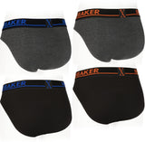 BRUBAKER Men's Underwear - 4 Pack Classic Briefs with Stretch Waistband - Comfort and Soft - Tag-Free Cotton Briefs