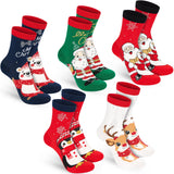BRUBAKER 5 Pairs of Socks for Women – Penguin, Santa Claus & Snowman – Colorful Funny Christmas Footwear – Size 1-5 US