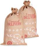 BRUBAKER Christmas Sack Special Delivery - Santa with Sleigh - 31.5 Inches Holiday Gift Bag - Santa Sack - Jute Sack